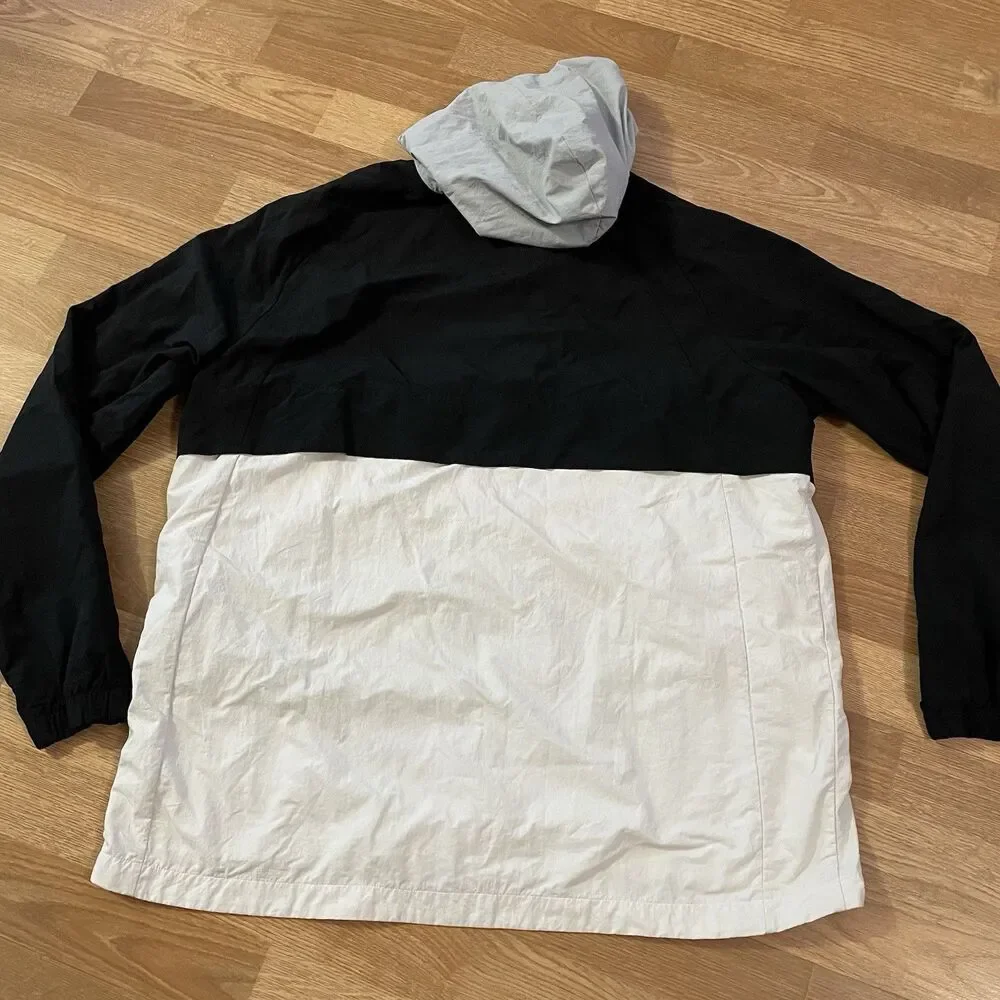 Nike Air Jordan Wings Anorak Jacket Mens M Black White Spellout Pullover Hoodie